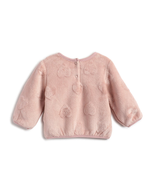 Chicco Peach Pink Winter Wear Sweater-Solid-Polyester-For Infants