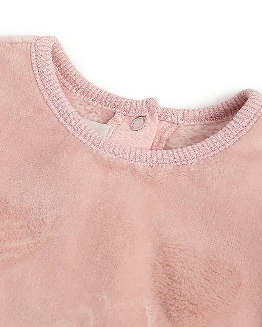 Chicco Peach Pink Winter Wear Sweater-Solid-Polyester-For Infants