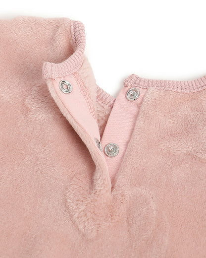 Chicco Peach Pink Winter Wear Sweater-Solid-Polyester-For Infants