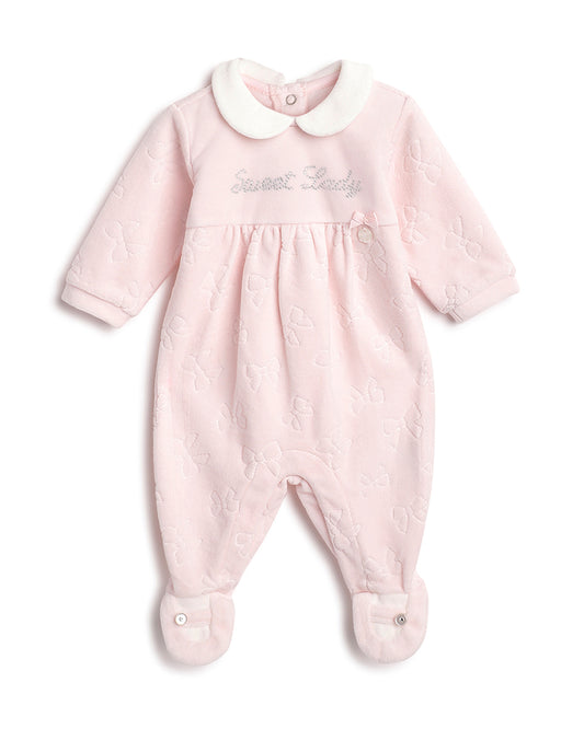 Chicco Pastel Pink Sleepsuit-Solid-Cotton-For Infants