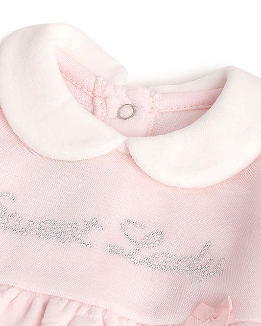 Chicco Pastel Pink Sleepsuit-Solid-Cotton-For Infants