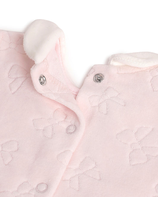 Chicco Pastel Pink Sleepsuit-Solid-Cotton-For Infants
