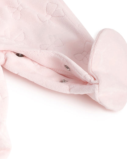 Chicco Pastel Pink Sleepsuit-Solid-Cotton-For Infants