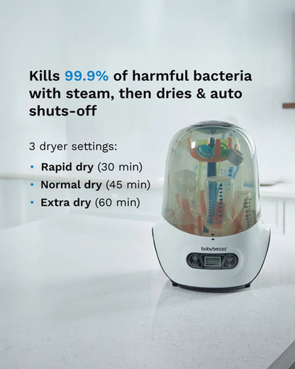 Baby Brezza One Step Baby Bottle Sterilizer & Dryer - Large Capacity - 4-in-1 Functionality + 3 Drying Cycles with Auto Shut-Off