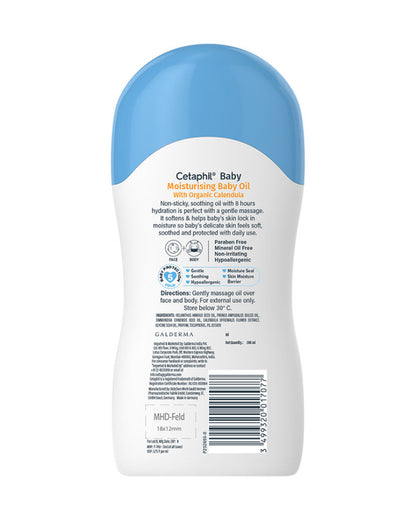 Cetaphil Baby Massage Oil With Organic Calendula-Moisturising, Hypoallergenic, Paraben Free & Non-Greasy with No Mineral Oil