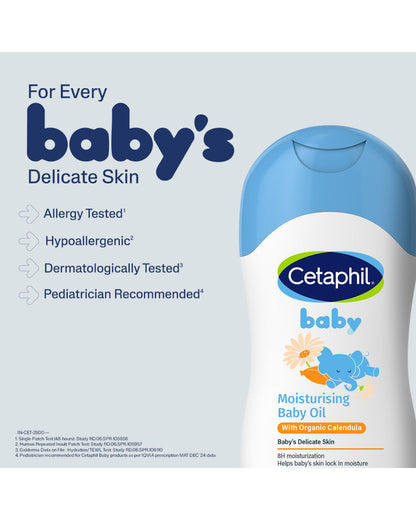 Cetaphil Baby Massage Oil With Organic Calendula-Moisturising, Hypoallergenic, Paraben Free & Non-Greasy with No Mineral Oil