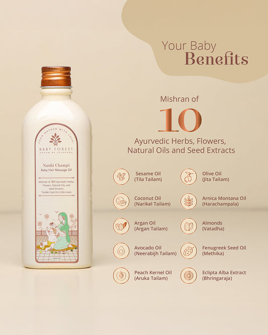 Baby Forest Nahni Champi Baby Hair Massage Oil-Vegan-With Nourishing & Cooling Effect-Stimulates Hair Growth, Prevents Hair Damage