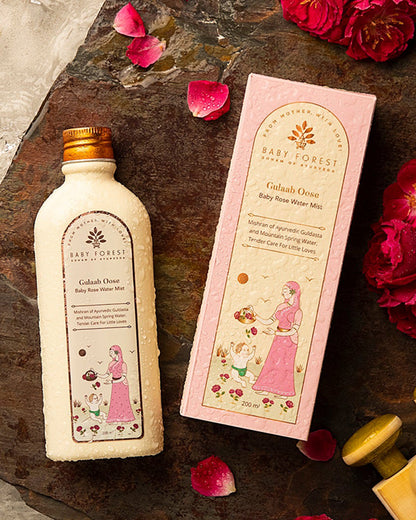 Baby Forest Gulaab Oose Baby Rose Water Mist With Vitamin E-Soothes & Nourishes Baby Skin-Alcohol Free