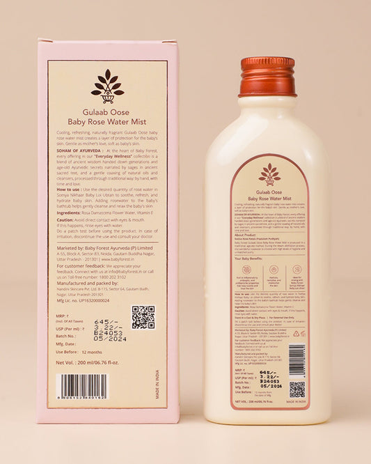 Baby Forest Gulaab Oose Baby Rose Water Mist With Vitamin E-Soothes & Nourishes Baby Skin-Alcohol Free