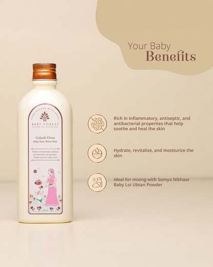 Baby Forest Gulaab Oose Baby Rose Water Mist With Vitamin E-Soothes & Nourishes Baby Skin-Alcohol Free