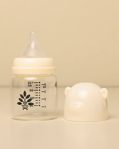 Baby Forest Palan Poshan Glass Feeding Bottle - 120ml - Slow Flow - 0 to 3M
