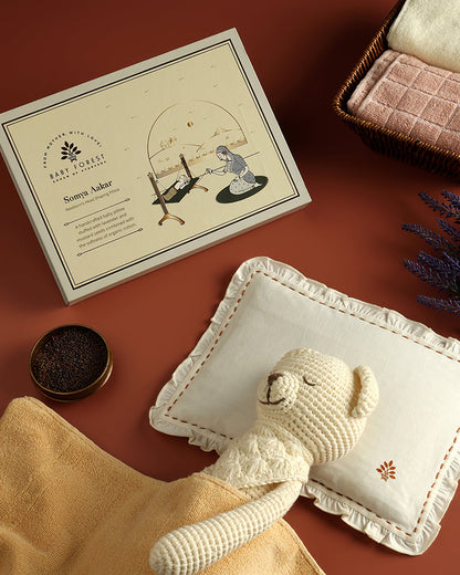 Baby Forest Somya Aakar Mustard Pillow with Lavender-Supports Head Shaping-Removable & washable-White-For Infants