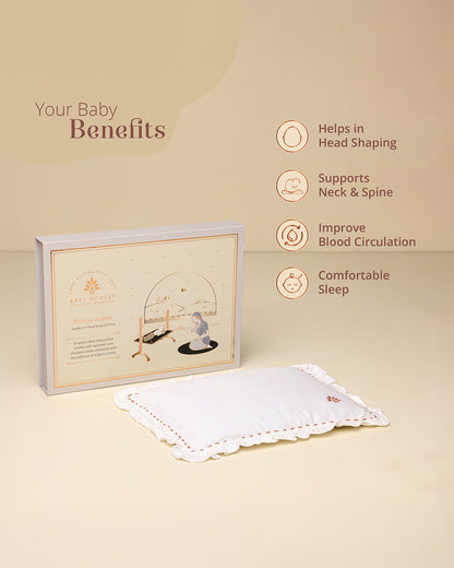 Baby Forest Somya Aakar Mustard Pillow with Lavender-Supports Head Shaping-Removable & washable-White-For Infants