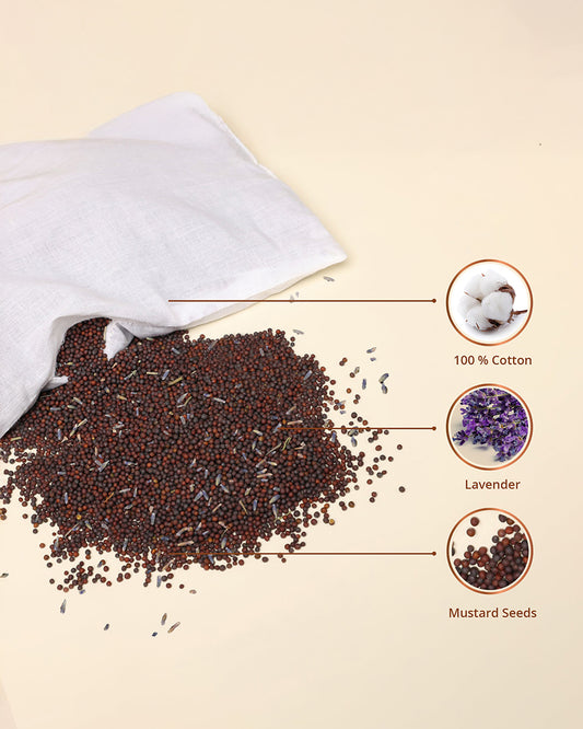 Baby Forest Somya Aakar Mustard Pillow with Lavender-Supports Head Shaping-Removable & washable-White-For Infants