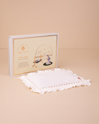 Baby Forest Somya Aakar Mustard Pillow with Lavender-Supports Head Shaping-Removable & washable-White-For Infants