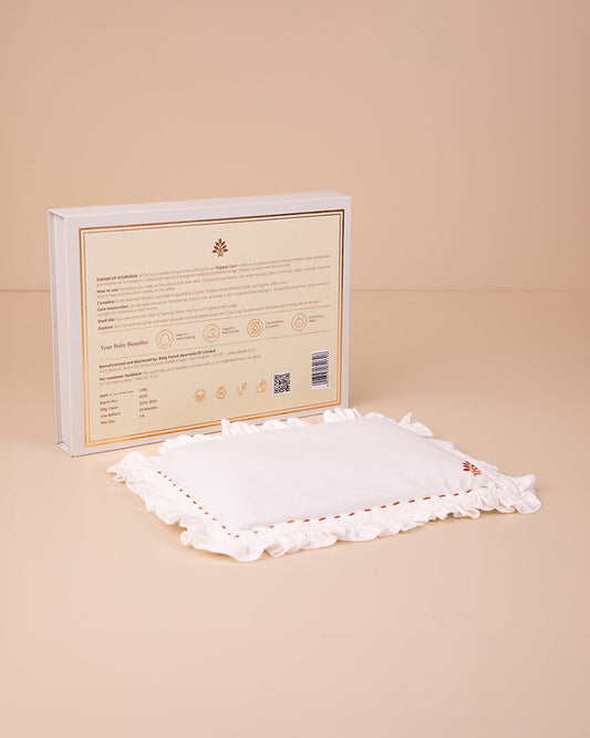 Baby Forest Somya Aakar Mustard Pillow with Lavender-Supports Head Shaping-Removable & washable-White-For Infants