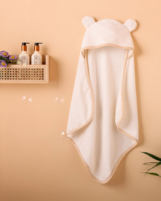 Baby Forest Somya Aanchal Baby Hooded Towel-Bamboo Cotton-White