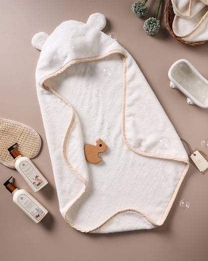 Baby Forest Somya Aanchal Baby Hooded Towel-Bamboo Cotton-White