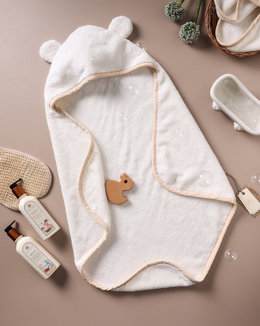 Baby Forest Somya Aanchal Baby Hooded Towel-Bamboo Cotton-White