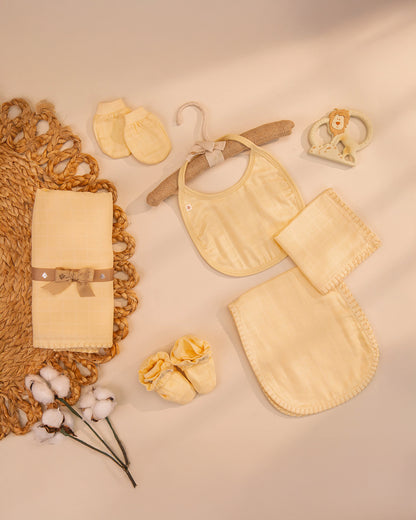 Baby Forest Komal Aavran Baby-Newborn Essentials Gift Set For Baby Shower-Pack of 6-Yellow Mellow