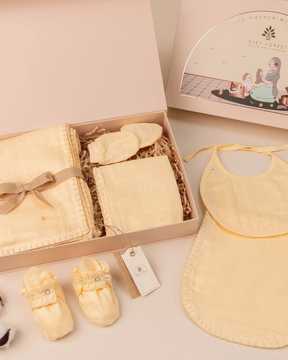 Baby Forest Komal Aavran Baby-Newborn Essentials Gift Set For Baby Shower-Pack of 6-Yellow Mellow
