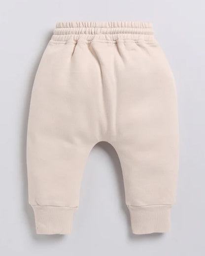Cot & Candy Baby Beige Winter Wear Jogger-Solid-GOTS Certified Organic Fleece-For Infants