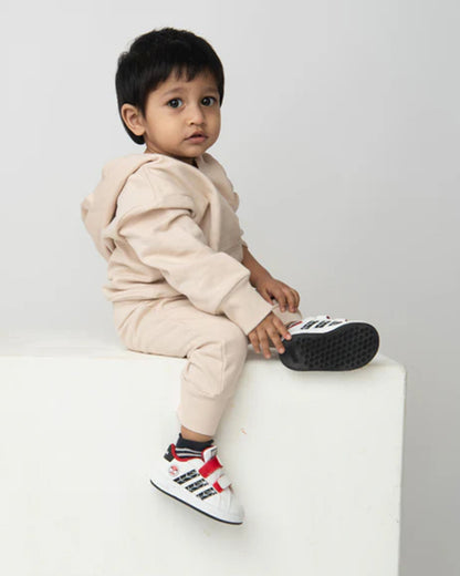 Cot & Candy Baby Beige Winter Wear Hoodie & Jogger Set-Solid-GOTS Certified Organic Fleece-For Infants