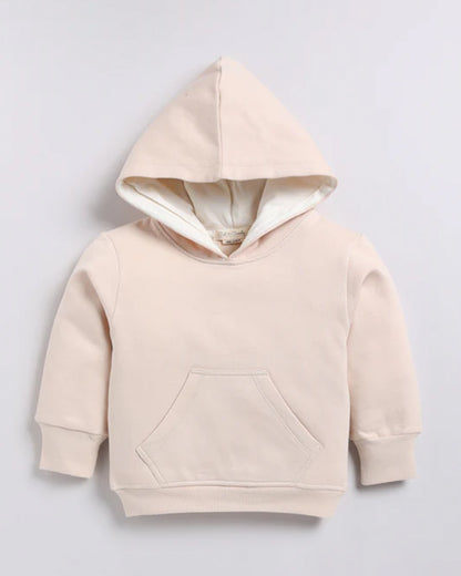 Cot & Candy Baby Beige Winter Wear Hoodie & Jogger Set-Solid-GOTS Certified Organic Fleece-For Infants