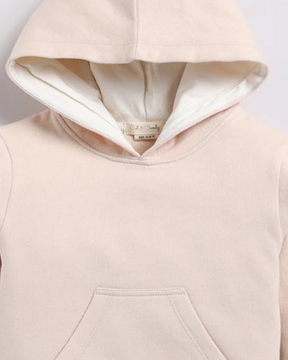 Cot & Candy Baby Beige Winter Wear Hoodie & Jogger Set-Solid-GOTS Certified Organic Fleece-For Infants