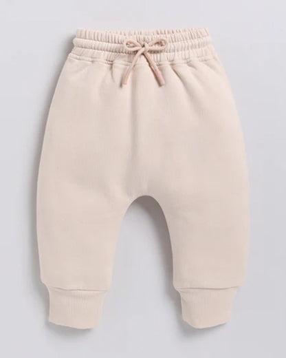Cot & Candy Baby Beige Winter Wear Hoodie & Jogger Set-Solid-GOTS Certified Organic Fleece-For Infants