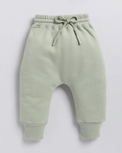 Cot & Candy Baby Pastel Green Winter Wear Jogger-Solid-GOTS Certified Organic Fleece-For Infants