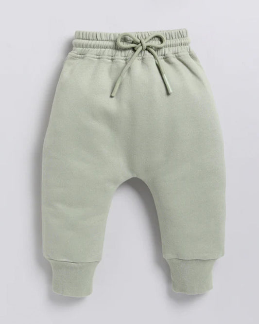 Cot & Candy Baby Pastel Green Winter Wear Jogger-Solid-GOTS Certified Organic Fleece-For Infants