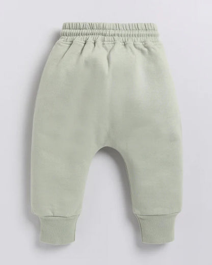 Cot & Candy Baby Pastel Green Winter Wear Jogger-Solid-GOTS Certified Organic Fleece-For Infants