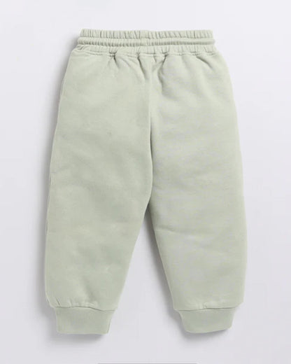 Cot & Candy Baby Pastel Green Winter Wear Hoodie & Jogger Set-Solid-GOTS Certified Organic Fleece-For Infants