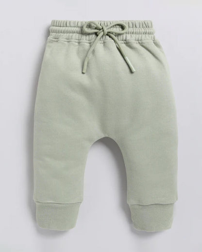 Cot & Candy Baby Pastel Green Winter Wear Hoodie & Jogger Set-Solid-GOTS Certified Organic Fleece-For Infants