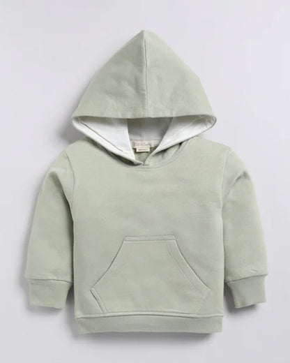 Cot & Candy Baby Pastel Green Winter Wear Hoodie & Jogger Set-Solid-GOTS Certified Organic Fleece-For Infants