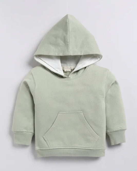 Cot & Candy Baby Pastel Green Winter Wear Hoodie & Jogger Set-Solid-GOTS Certified Organic Fleece-For Infants