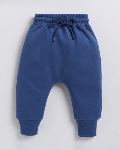 Cot & Candy Baby Navy Blue Winter Wear Jogger-Solid-GOTS Certified Organic Fleece-For Infants