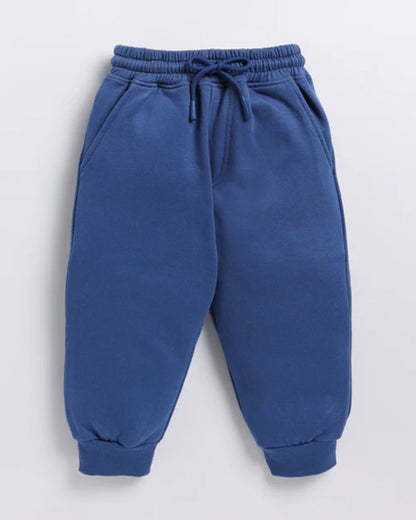 Cot & Candy Baby Navy Blue Winter Wear Jogger-Solid-GOTS Certified Organic Fleece-For Infants