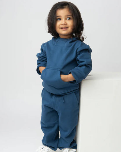 Cot & Candy Baby Navy Blue Winter Wear Hoodie & Jogger Set-Solid-GOTS Certified Organic Fleece-For Infants