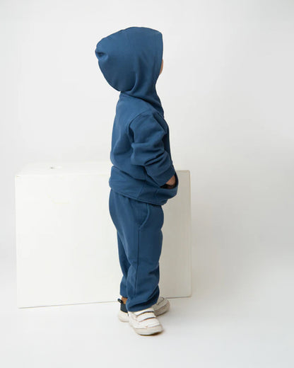 Cot & Candy Baby Navy Blue Winter Wear Hoodie & Jogger Set-Solid-GOTS Certified Organic Fleece-For Infants