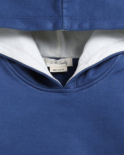 Cot & Candy Baby Navy Blue Winter Wear Hoodie & Jogger Set-Solid-GOTS Certified Organic Fleece-For Infants