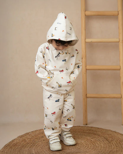 Cot & Candy Baby Off White Winter Wear Hoodie & Jogger Set-Construction-GOTS Certified Organic Fleece-For Infants