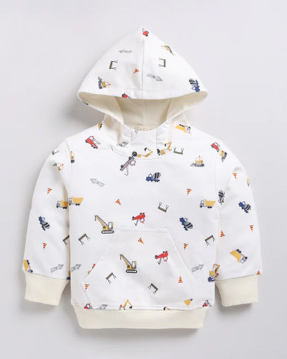 Cot & Candy Baby Off White Winter Wear Hoodie & Jogger Set-Construction-GOTS Certified Organic Fleece-For Infants
