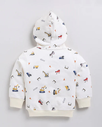Cot & Candy Baby Off White Winter Wear Hoodie & Jogger Set-Construction-GOTS Certified Organic Fleece-For Infants