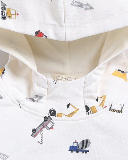 Cot & Candy Baby Off White Winter Wear Hoodie & Jogger Set-Construction-GOTS Certified Organic Fleece-For Infants