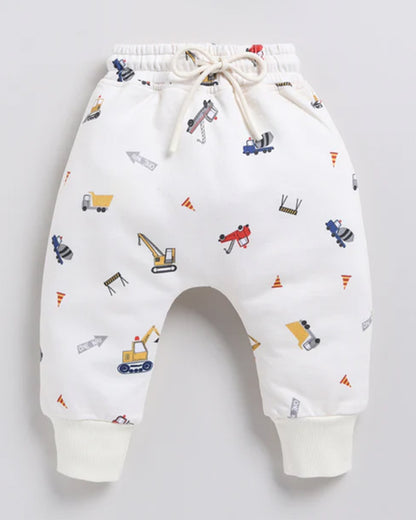 Cot & Candy Baby Off White Winter Wear Jogger-Construction-GOTS Certified Organic Fleece-For Infants
