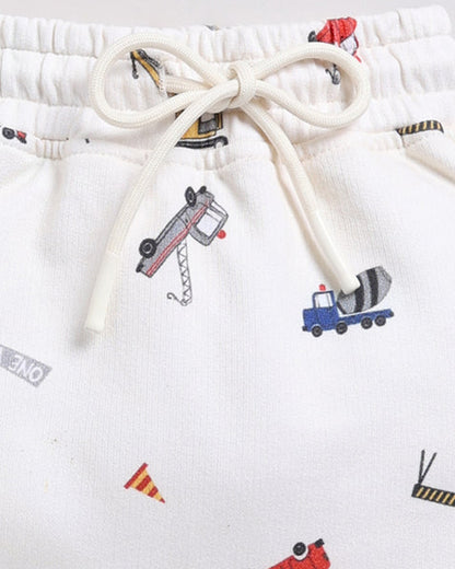 Cot & Candy Baby Off White Winter Wear Jogger-Construction-GOTS Certified Organic Fleece-For Infants