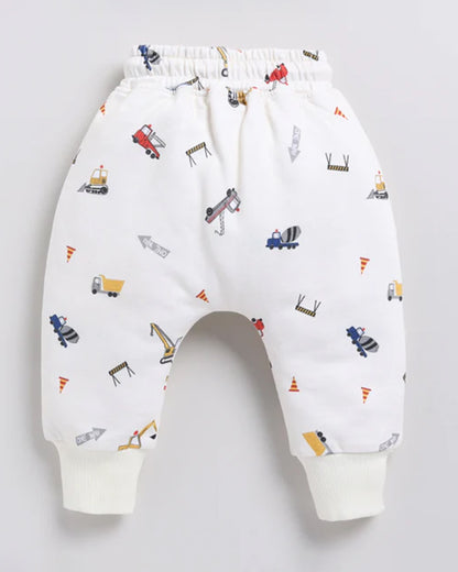 Cot & Candy Baby Off White Winter Wear Jogger-Construction-GOTS Certified Organic Fleece-For Infants