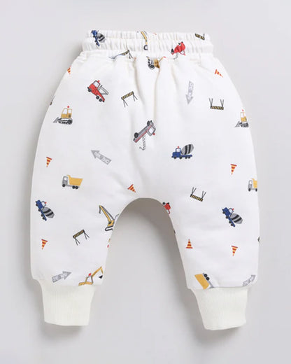Cot & Candy Baby Off White Winter Wear Sweatshirt & Jogger Set-Construction-GOTS Certified Organic Fleece-For Infants